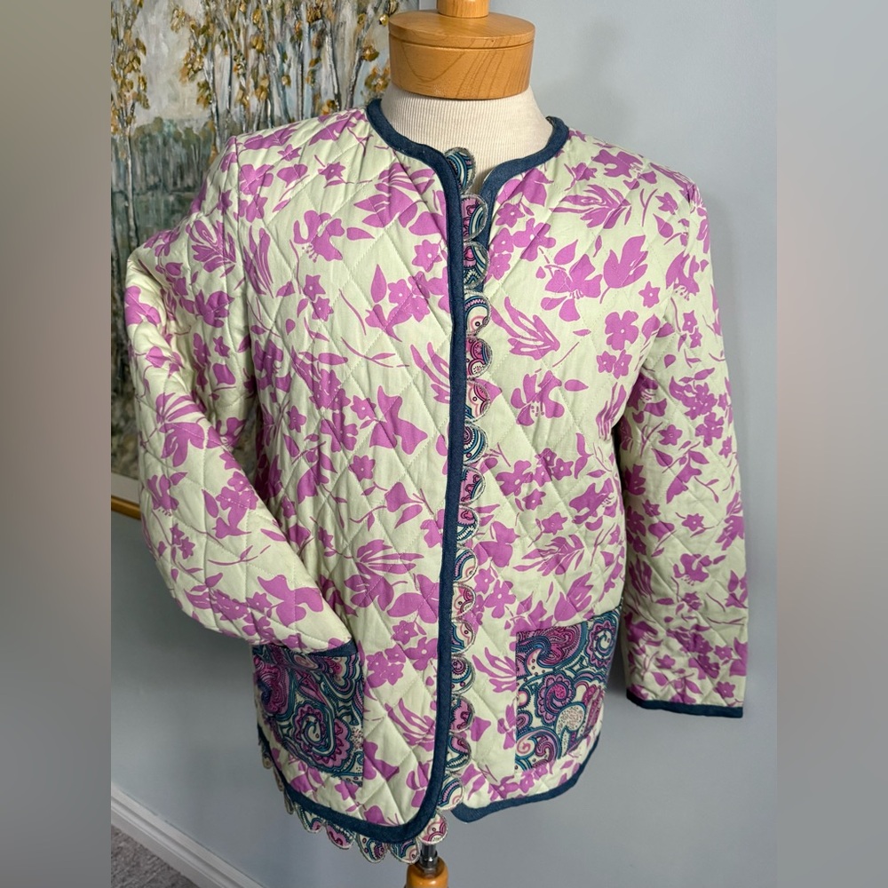 French Flair by Janine D – Quilted Floral Jacket – Vintage Cottagecore Boho